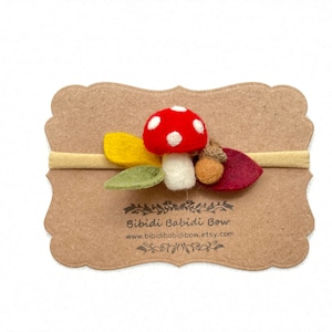 Headband- Mushroom Hair Clip- Needle Felted Mushroom- Toadstool- Baby headband-Autumn Hair Clip- Girl Headband- Toddler Headband-Gift
