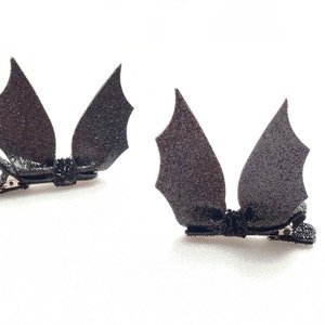 Halloween Hair Clips- Pigtail Hair Clips- Set of 2- Bat Hair Bows- Hair Clips- Girls Hair Bows- Toddler Hair Bows- Baby Hair Clips