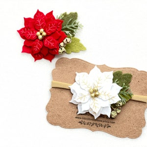 Poinsettia Headband- Christmas Hair Clip- Holiday Headband- Poinsettia Hair Clip- Felt Flower Hair Clip- Baby Girl Headband