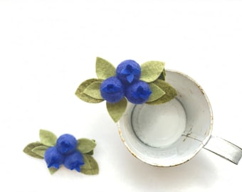 Blueberry Headband- Blueberry Hair Clip- Wool Felted Headband- Newborn Headband- Girls Hair Bow- Girls Headband- Blueberry Hair Bow