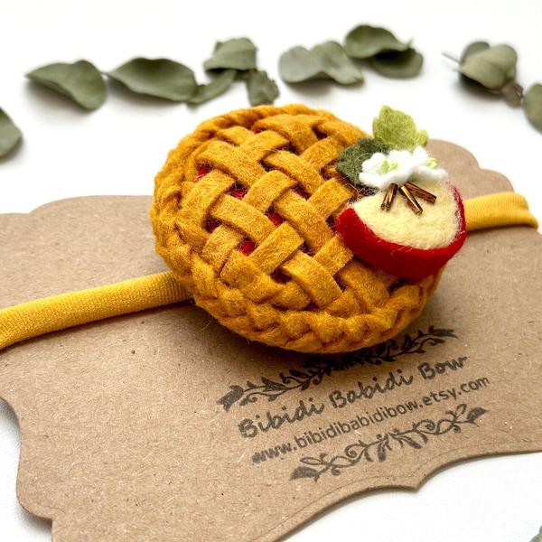 Apple Pie Headband- Cutie Pie Hair Clip- Needle Felting- Wool Felt- Autumn Headband- Thanksgiving- Headband- Hair Clip- Felted Food