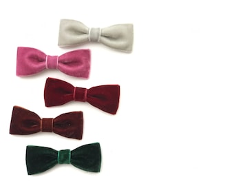 Mini Velvet Bow – Baby Headband or Hair Clip