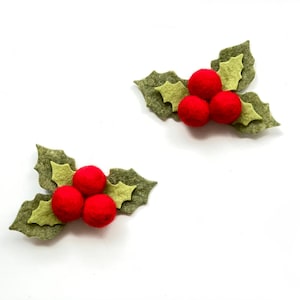 Christmas Hair Clip- Holly Berries Hair Clip- Holiday Headband- Berries Headband- Girl Hair Clip- Infant Headband- Pigtail Hair Clips