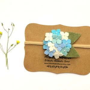 Headband-Hair Clip- Flower bow-Blue Flower Headband- Hydrangeas Baby girl headband-Flower Hair Clip accessory-Felt Flower Headband-gift