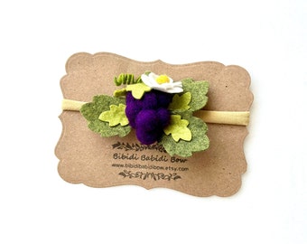 Grapes Hair Clip- Grapes Headband- Needle Felted Grapes- Felt Grapes- Girl Hair Clip- Baby Headband- Pigtail Hair Clips