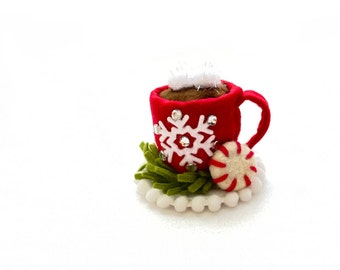 Hot Cocoa Christmas Headband – Holiday Hair Clip, Peppermint Candy