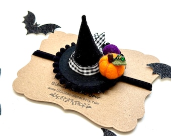 Mini Witch Hat Halloween Headband with Pumpkin Hair Clip