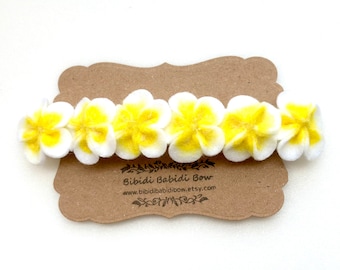 Mini Plumeria Headband- Felt Flower Halo- Flower Crown- Tropical Flower Headband- Baby Girl Headband- Luau Headband