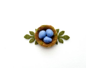 Needle Felted Bird’s Nest with Robins Eggs- Headband- Hair Clip- Easter