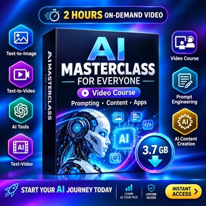 AI Masterclass 2026: Prompting, Content, Apps Creation | Video Course (Digital Download)