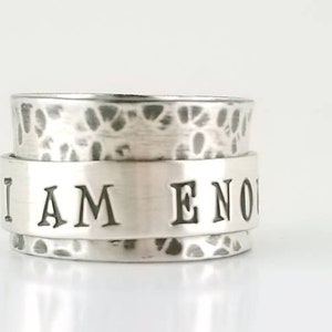 I am enough - silver - custom - personalized - spinner - affirmation - self esteem - fidget ring - anxiety ring - gift