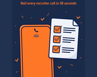 Phone Screen Cheat Sheet | Recruiter Interview Questions and Answers, 30-Second Answer Framework (PDF)