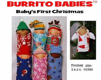 Sewing Pattern  for Burrito Babies - Baby's First Christmas Pattern (downloadable)