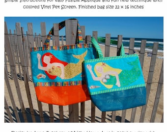 Sewing Pattern  -Mermaid Beach Bag  (Vinyl Pet Screen Bag) downloadable