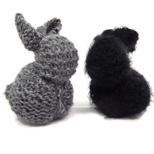 Handknit Stuffed Bunny Rabbit in Black, White, Brown or Gray image 7