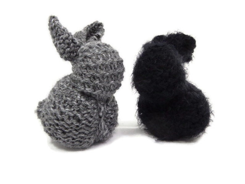 Handknit Stuffed Bunny Rabbit in Black, White, Brown or Gray image 7
