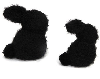 Handknit Stuffed Bunny Rabbit in Black, White, Brown or Gray