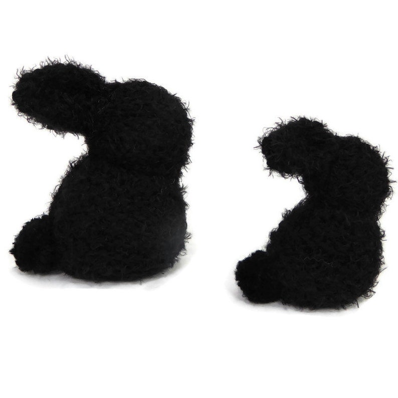 Handknit Stuffed Bunny Rabbit in Black, White, Brown or Gray image 1