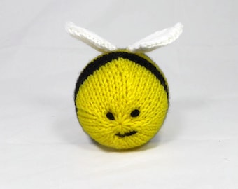 Handknit Stuffed Bee Plushie; Made to Order