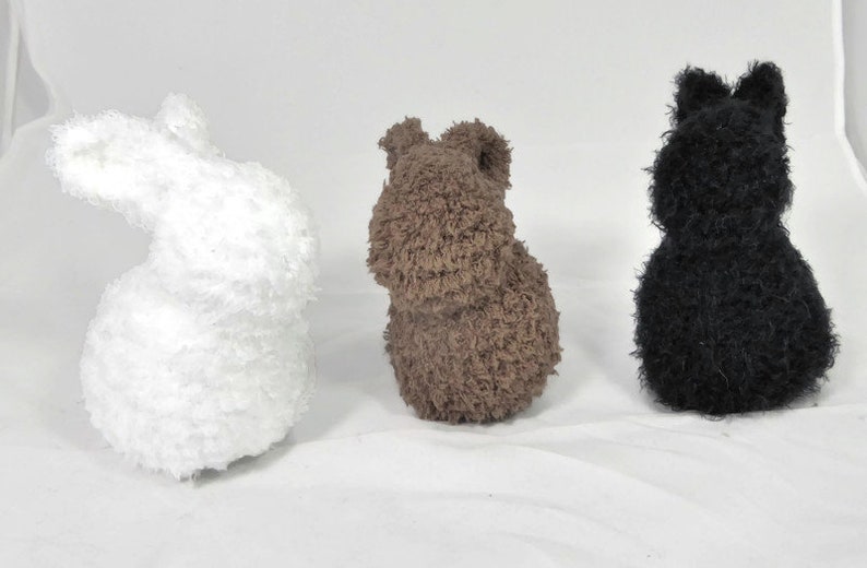 Handknit Stuffed Bunny Rabbit in Black, White, Brown or Gray image 8