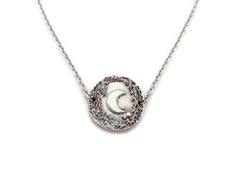 Silver Moon Pendant Necklace in Choice of Lengths