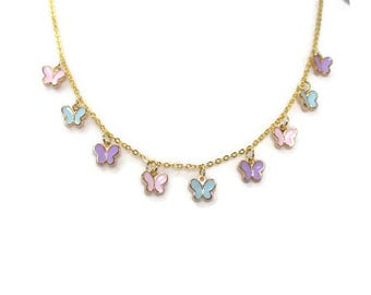 Pastel Butterfly Charm Necklace