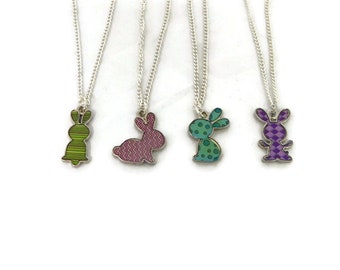 Colorful Bunny Necklace; Rabbit Necklace