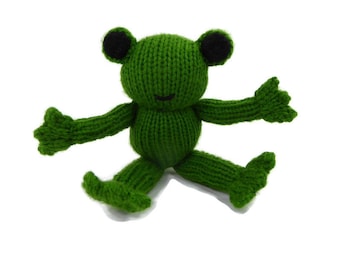 Handknit Stuffed Frog Toy Plushie; Toad Plush