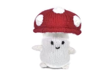 Stuffed Mushroom Plushie Handknit in a Sparkle Yarn