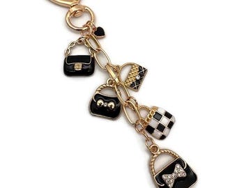 Purse Charm Keychain|Black & Gold Bag Charms