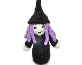 Handknit Halloween Witch Doll; Witch Decor
