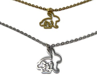 Floral Bunny Necklace in Choice of Silver or Gold