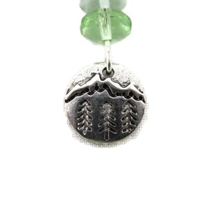 Silver Mountain Tree Earrings with green glass beads image 6