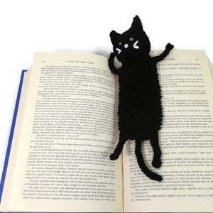 Handknit Black Cat Bookmark Book lovers gift cat lovers gift image 3