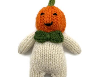 Hand Knit Fall Pumpkin Doll