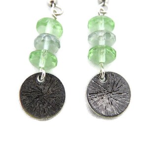 Silver Mountain Tree Earrings with green glass beads image 5