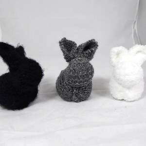 Handknit Stuffed Bunny Rabbit in Black, White, Brown or Gray image 2