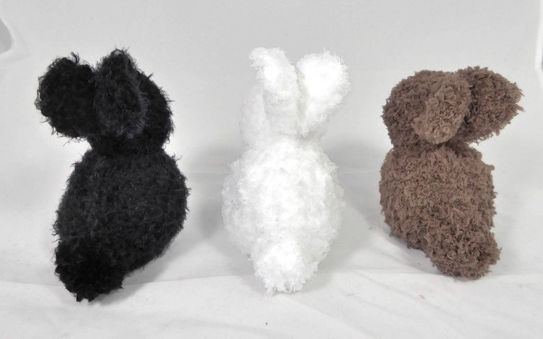 Handknit Stuffed Bunny Rabbit in Black, White, Brown or Gray image 6