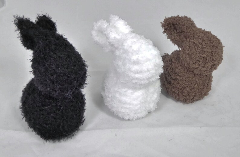 Handknit Stuffed Bunny Rabbit in Black, White, Brown or Gray image 5