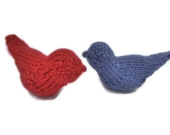 Handknit Stuffed Birds; Set of Two; Gift for Bird Lovers