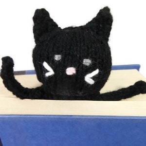 Handknit Black Cat Bookmark Book lovers gift cat lovers gift image 4