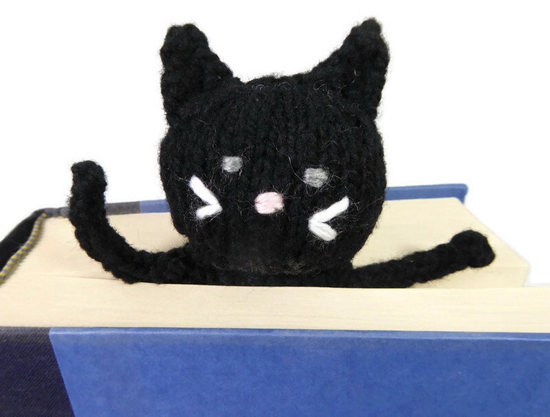 Handknit Black Cat Bookmark Book lovers gift cat lovers gift image 4