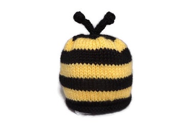 Baby Bee Hat Hand knit in a Soft Acrylic Yarn