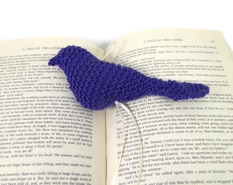 Handknit Blue Bird Bookmark 3d, Book Lover Gift,  Bird Lover Gift