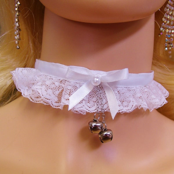 Any Size Choker White Lace Bell collar 3 bell options