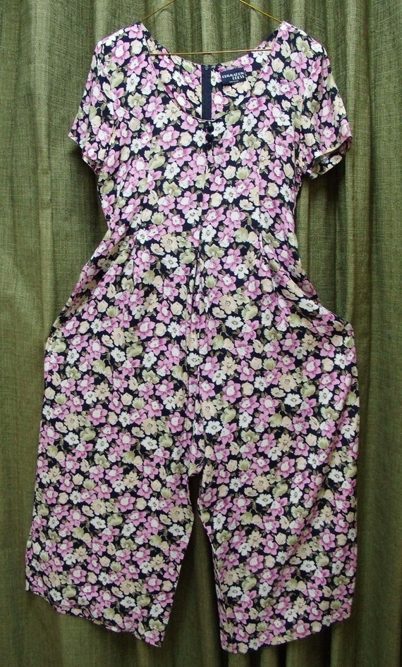 Vintage 70s Floral Jumpsuit Romper Jumper 12 M bla