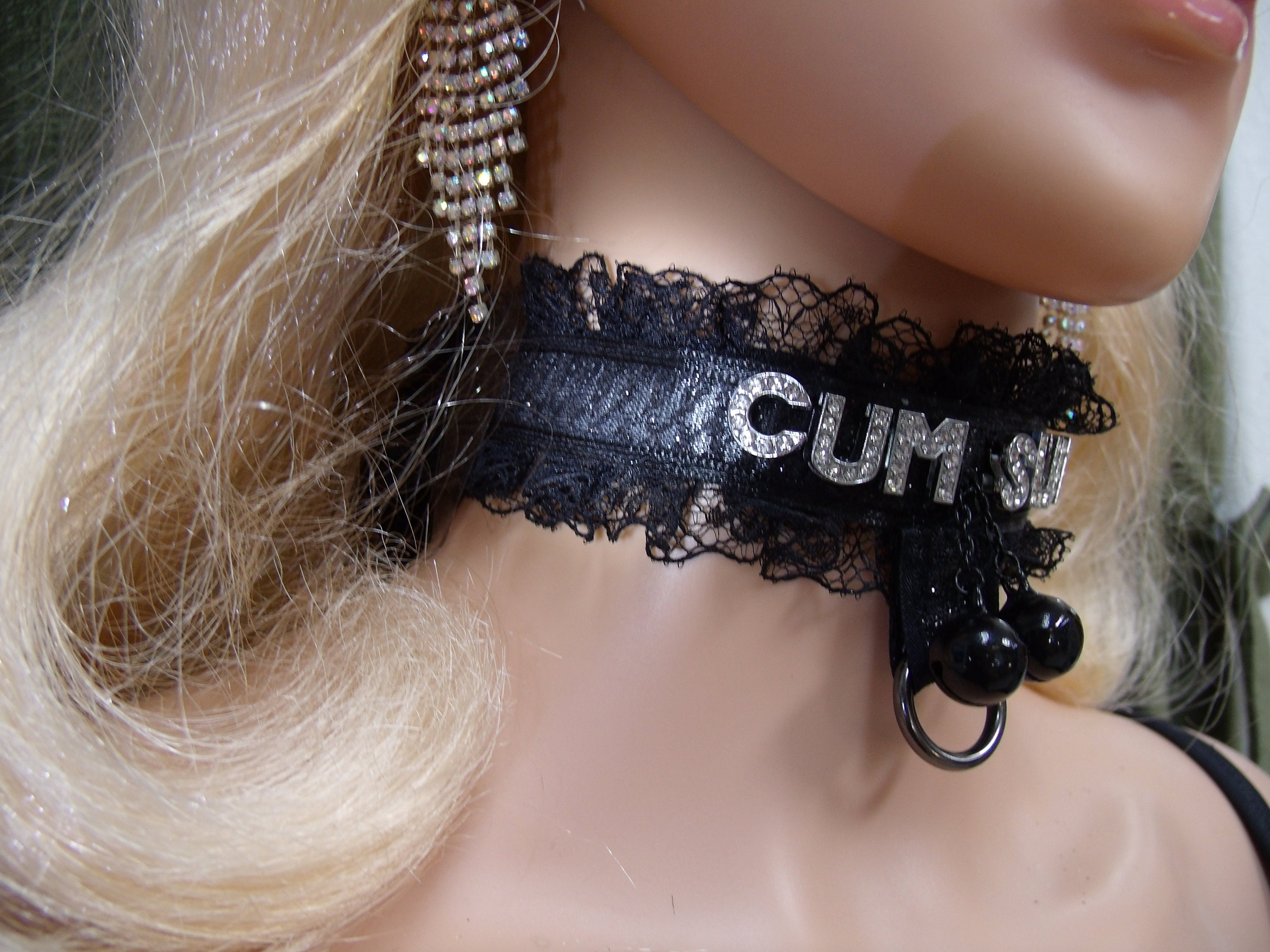 ANY Words Any Size Glitter Personalized Choker Black Lace Locking