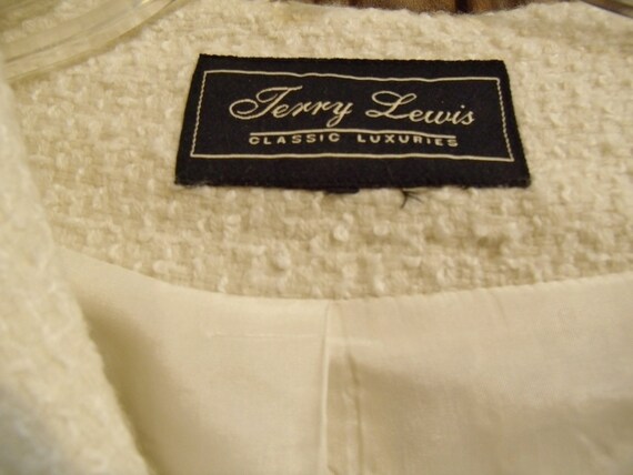 Vintage Ivory White Boucle Jacket Large 1950s 196… - image 6