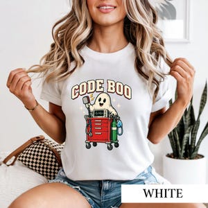 Code Boo Nurse Halloween Shirt, Spooky ER Medical Crash Cart Tee (DTF Print)