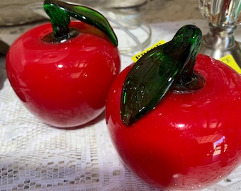Pretty  pair of Art Glass Paperweights